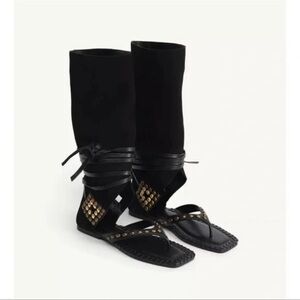 NWT ZARA LIMITED EDITION HIGH SHAFT LEATHER SANDALS Retail: $700